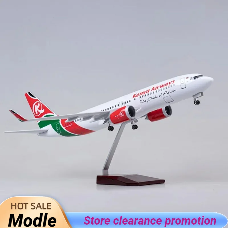 

New 1/85 Scale 47CM Airplane B737 MAX Aircraft Kenya Airways Airline W Light and Wheel Diecast Resin Plane Model Toy Collection