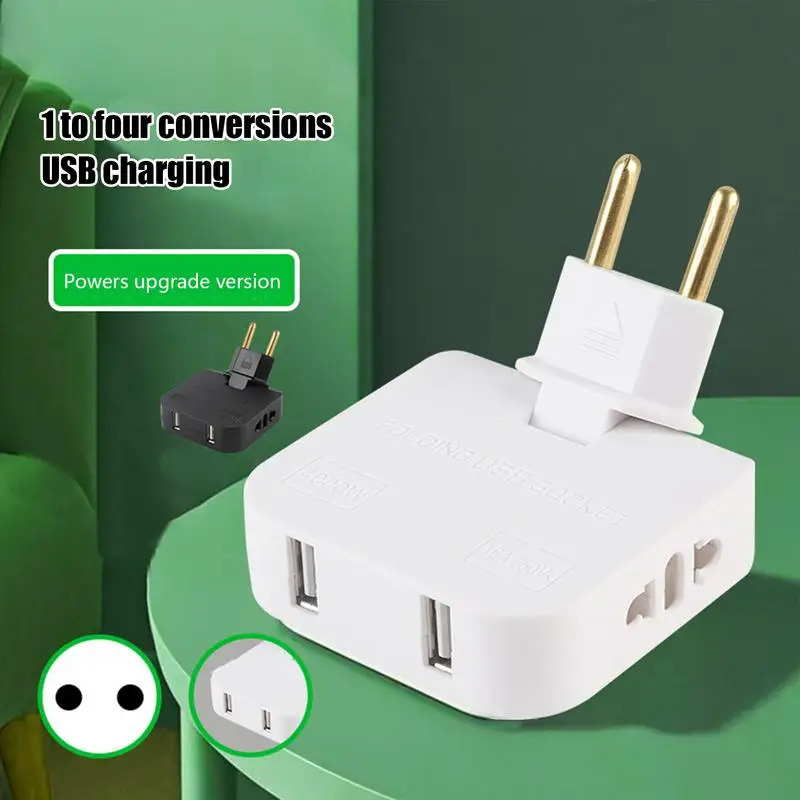 Adjustable EU Extension Plug Electrical Adapter With USB For Mobile Phone Charging Converter Socket