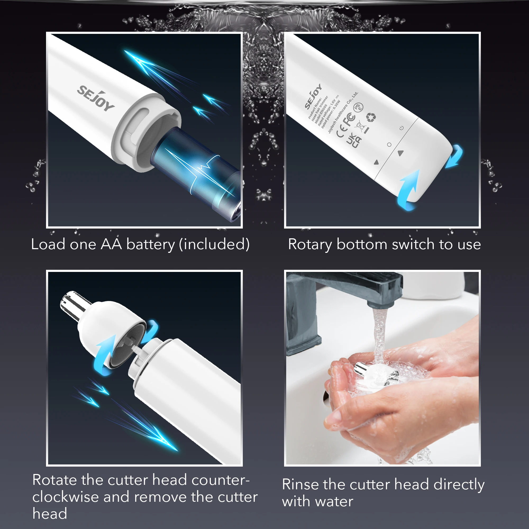 Sejoy Nose Hair Trimmer Men Women USB Rechargeable Waterproof Portable Ear Hair Trimmer Professional Facial Hair Trimmer 5