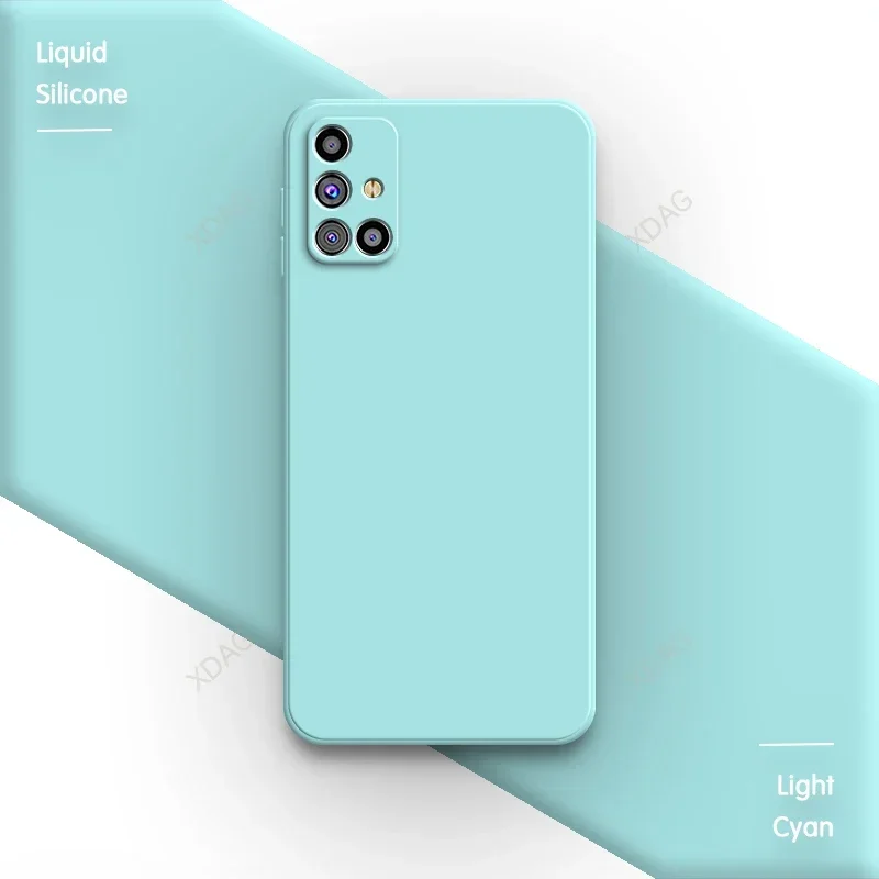 Square Liquid Silicone Shockproof Phone Case - Solid Color Basic Soft Back Cover