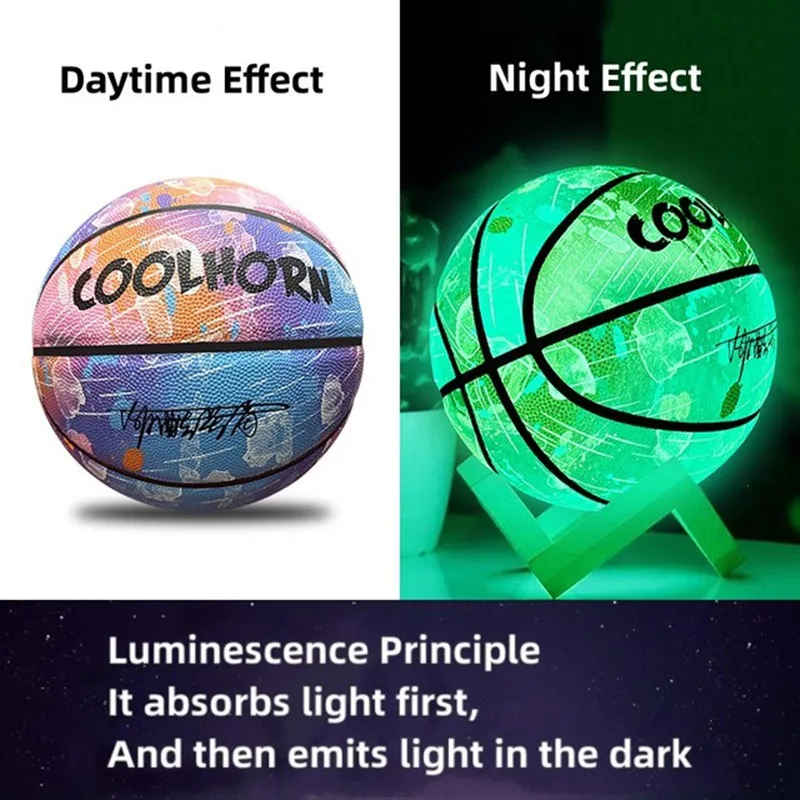 Glow In The Dark Basketball Regular Size 7# Hygroscopic Streetball Light Up Basketball Ball for Night Game Gift