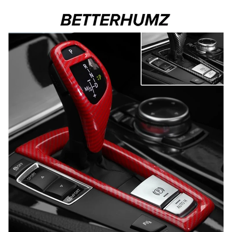 BMW F10 F12 F30 F20 F07 F15 F25 F26 X3 X4 F32 F22 카본 파이버 자동차 내부 ABS 기어 변속 노브 커버 스티커 액세서리