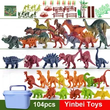 

104pcs Dinosaur Toys with 104 Realistic Dinosaur Figures, Activity Play Mat & Trees for Creating A Dino World T-rex Triceratops