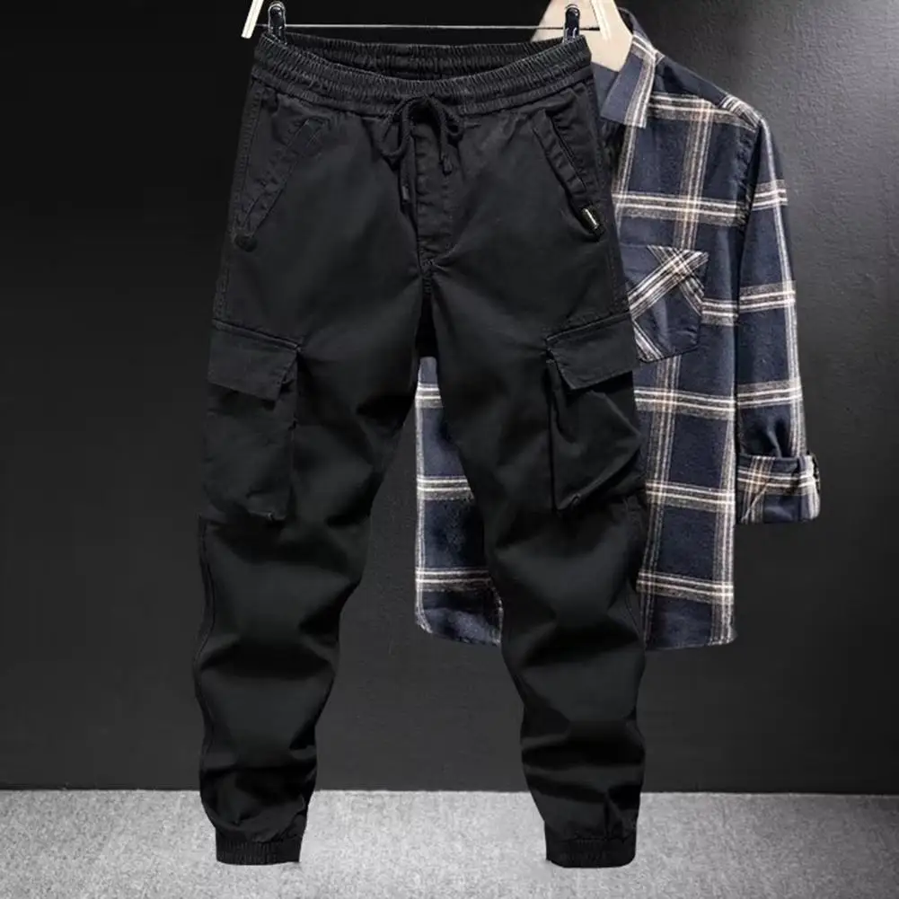 

Men Cargo Pants Versatile Men's Cargo Pants with Elastic Waist Multiple Pockets for Outdoor Sports Streetwear Fashion in Spring