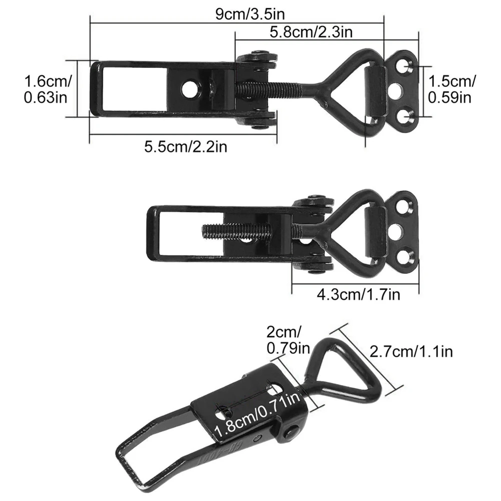 

Holding Capacity 100KG 90x27mm Toggle Clamp Steel Hasp 220lbs High Carbon Steel For Lock-free Handle-less Boxe