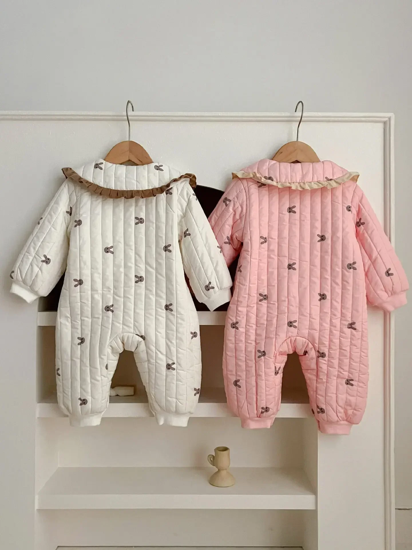 Winter Newborn Infant Baby Girls COTTON Bow Thick Flounce Romper Kids Rabbit Onepiece Fashion Baby clothing
