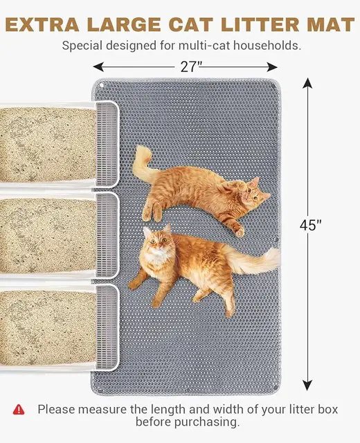 116x66cm Large Multi-Function Double-Layer Cat Litter Mat Non-Slip Bath Mat Waterproof Urine Protection Easy to Clean 6