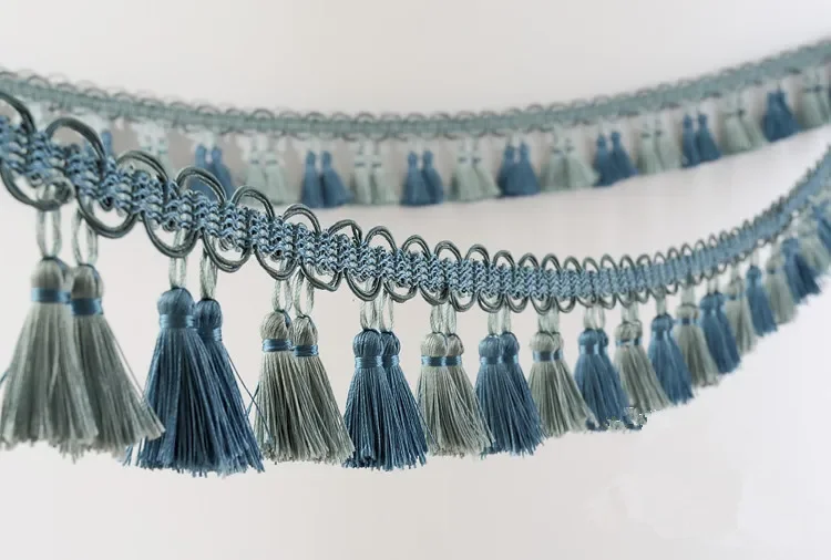 

6M/Lot 8cm Width Double Color Curtain Lace Accessories Tassel Fringe Trim Ribbon DIY Sewing Home Cloth Sofa Wedding Decor