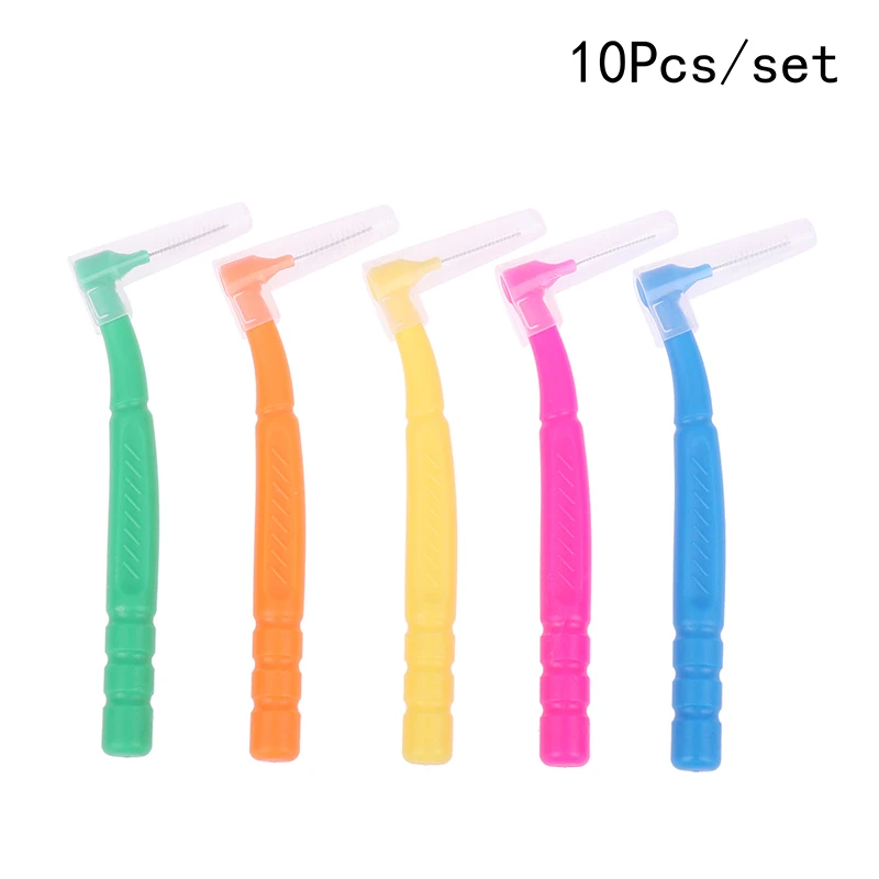 10PCS L-shaped Orthodontics Braces Interdental Brush Clean Between Teeth Mini Toothbrush Inter Dental Cleaning Travel Portable