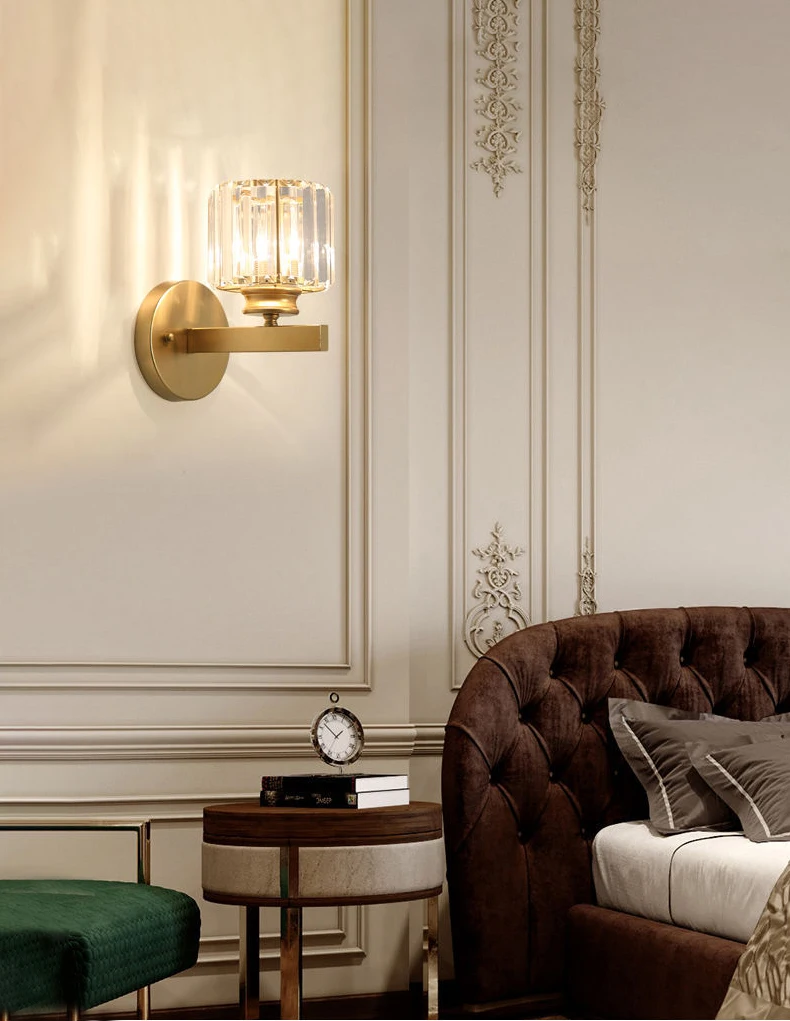 Image showcasing Modern Minimalist Wall Lamp with Glass Shade for Bedside Lighting ...