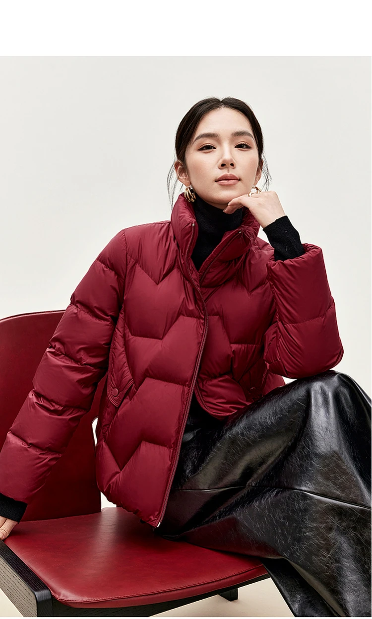 SENTUBILA Women's Short Down Puffer Jackets 2026 Light Weight Stand Neck Zipper Winter Duck Down Coat Female Clothing W44Y56637