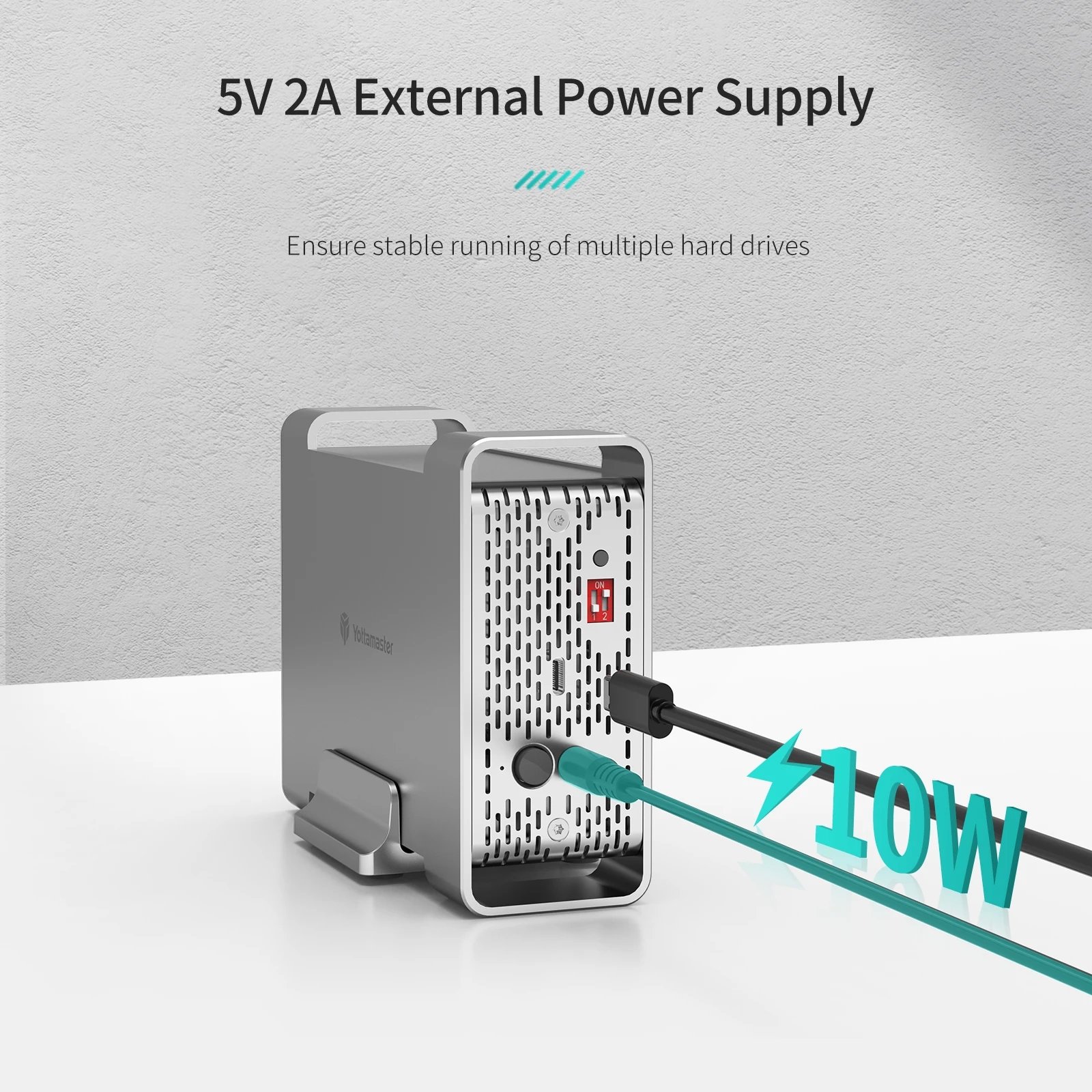 Yottamaster USB3.1 Gen2 10Gbps Type-C 2베이 RAID 인클로저 지원 RAID 0 /1 /SPAN 3 RAID 모드 SATA 외장 하드 드라이브 스토리지