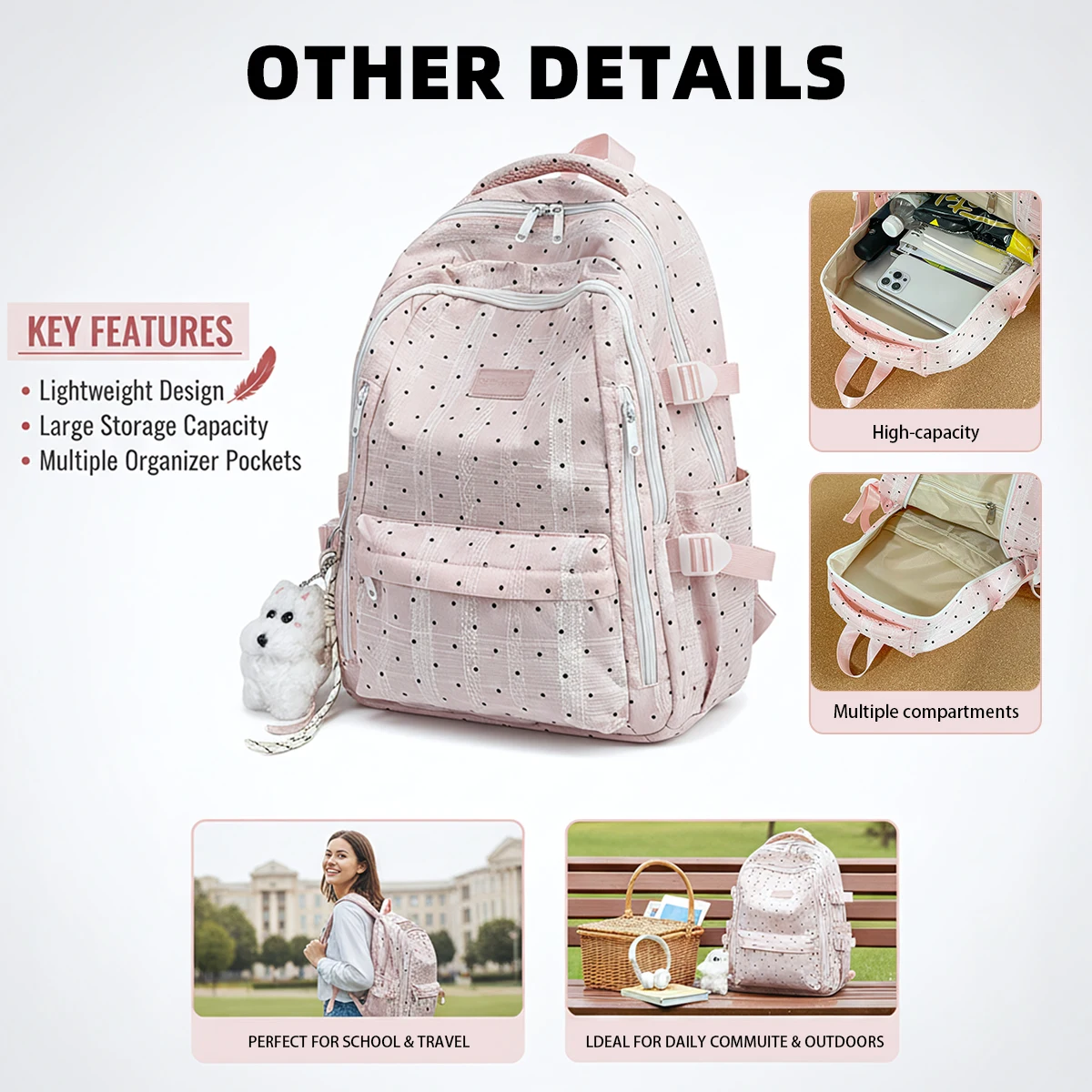 Junior High School Students' Schoolbags, Girls' Ultra-Light Weight-Reducing Spine-Protecting Backpacks for Elementary School Fifth and Sixth Grade Students, High School Students and College Students