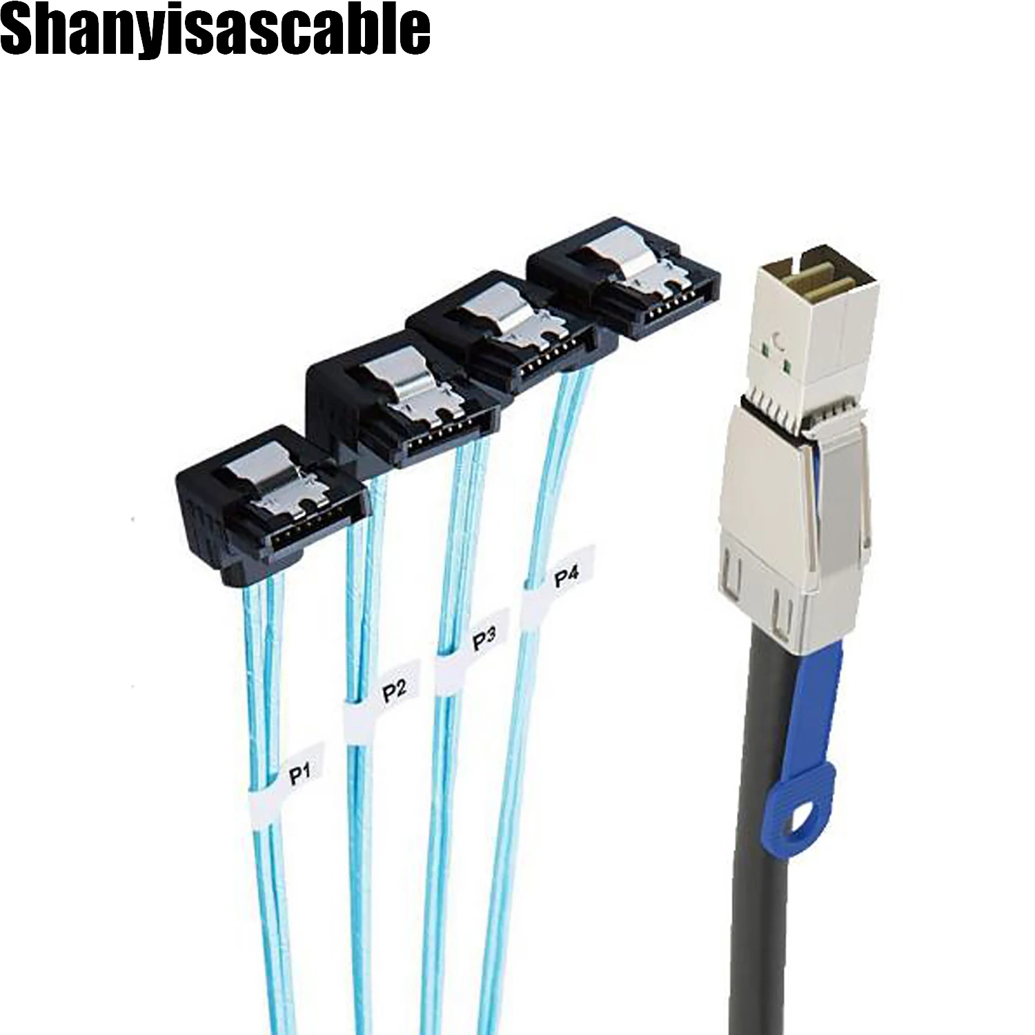 0.5M Mini SAS HD SFF-8644 36P with IC male to 4 SATA 7P female 90 degree Server Raid cable adpter