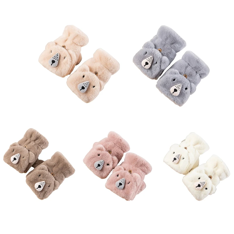 

Women Winter Gloves Convertible Mittens Thick Plush Full&Half Finger Gloves