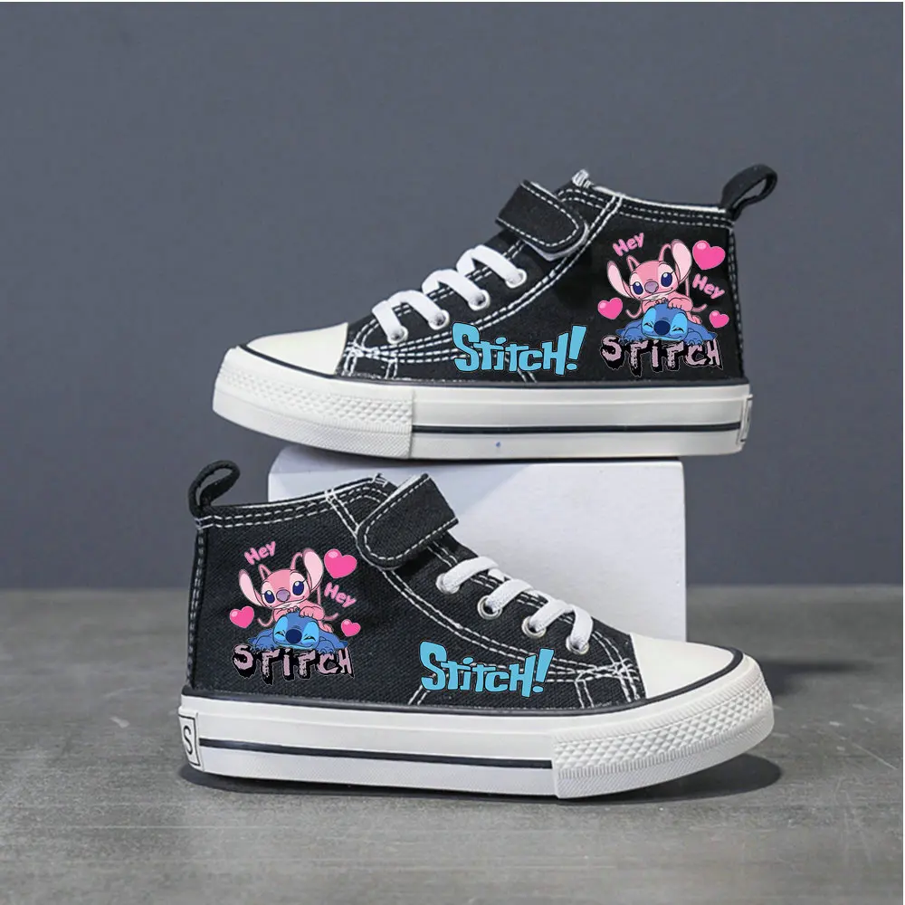 Lilo And Stitch Children's Canvas Shoes Girls Boys High Top Shoes Disney Kids Sneakers 25-37 Size