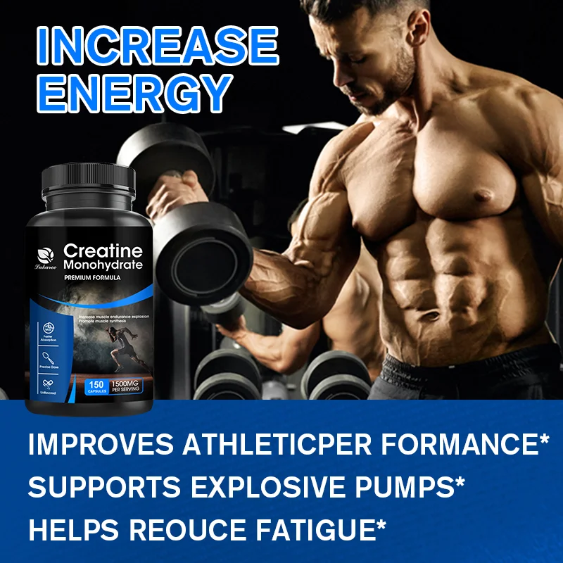 Lukaree Monohydrate Creatine Capsules Strength Muscle for Adults Endurance and Energy Support Enhance Athletic Performance