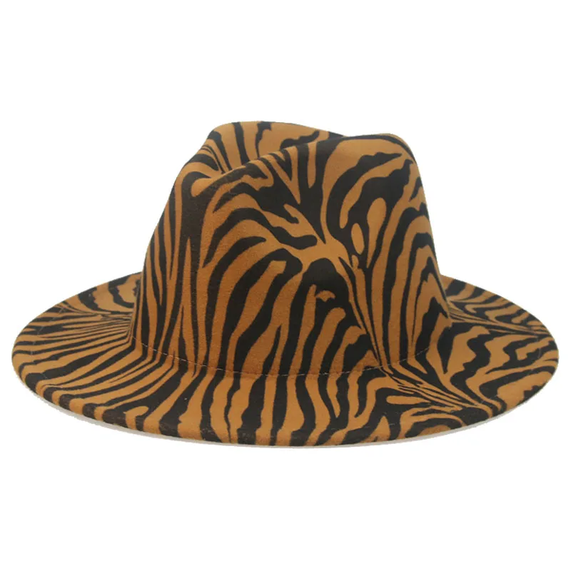 fedora hat women men caps zebra pattern print casual vintage winter hats designed outdoor luxury hats for men sombreros de mujer wool fedora hat Fedoras