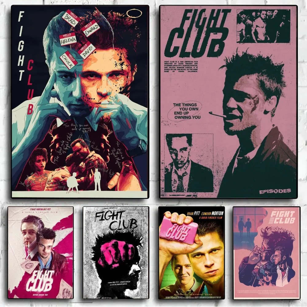 Fight Club Poster No Framed Poster Kraft Club Bar Paper Vintage Wall Art Painting Bedroom Study Stickers vintage posters poster prints movie poster