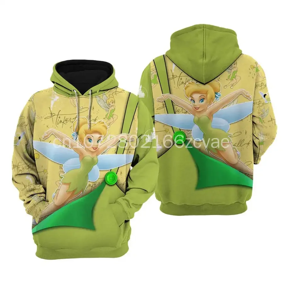 

2024 Boys and Girls Spring and Autumn New 3d Printing Disney Tinker Bell Men Women Hoodies Children's Street Sports Clothing