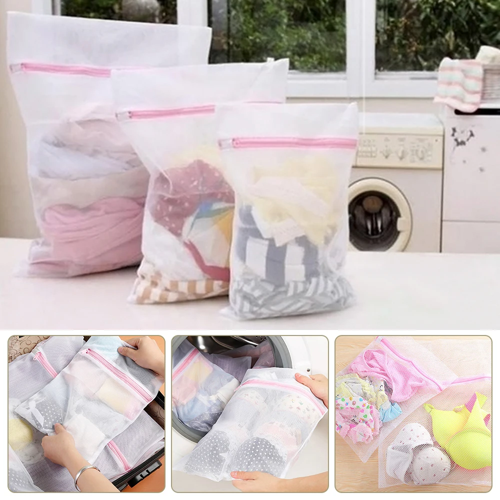 1pc Laundry Wash Mesh Bag Clothing Care Foldable Protection Washing Net Filter For Lingerie Underwear Bra Socks Clothes 3 Sizes laundry bag clothes washing bag underwear washing bag bra washing bag