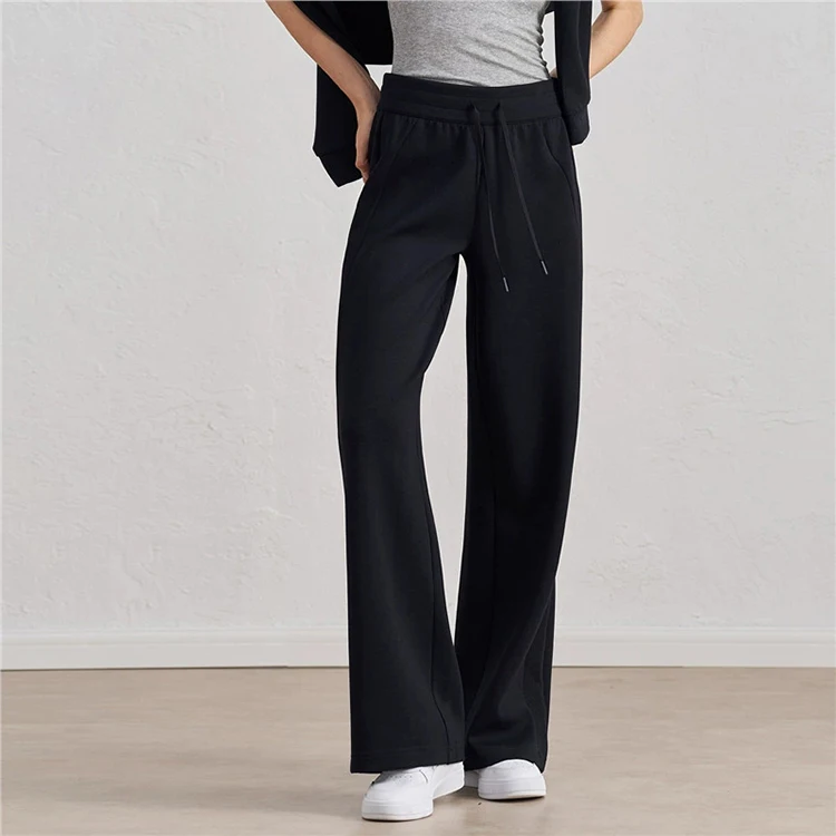 Yoga-Hose für Damen mit Kordelzug, vielseitig, hohe Taille, gerades Bein, locker, lässig, weites Bein, schlankmachend, Fitness – Detail 2