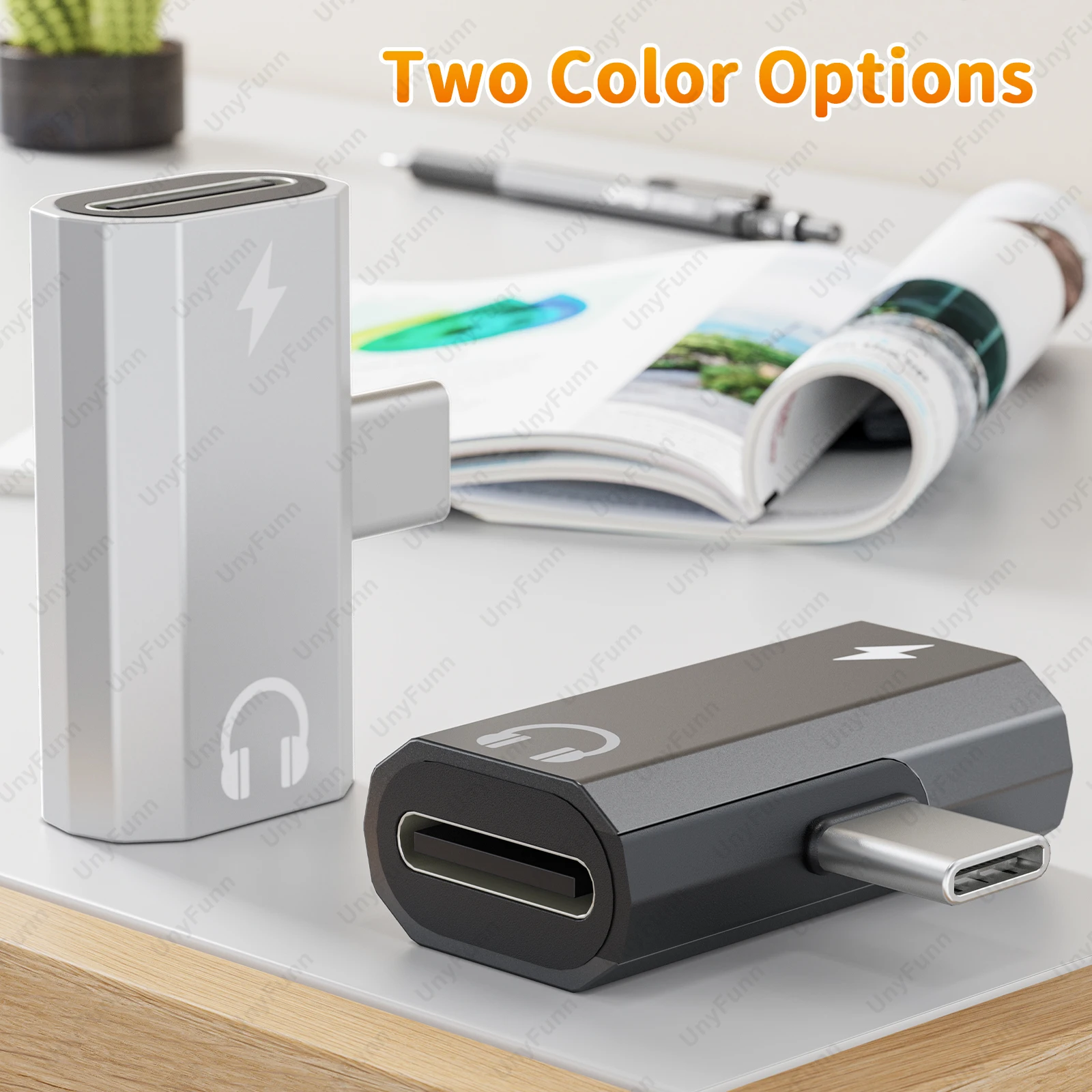 2 In 1 USB C To Type-C Converter Mobile Phone Charging Earphone Spliter Type C Adapter usb to type c adapter type c adapter type c to 3.5mm adapter type c aux adapter type c to aux adapter For Xiaomi Huawei iPhone 15 pro max
