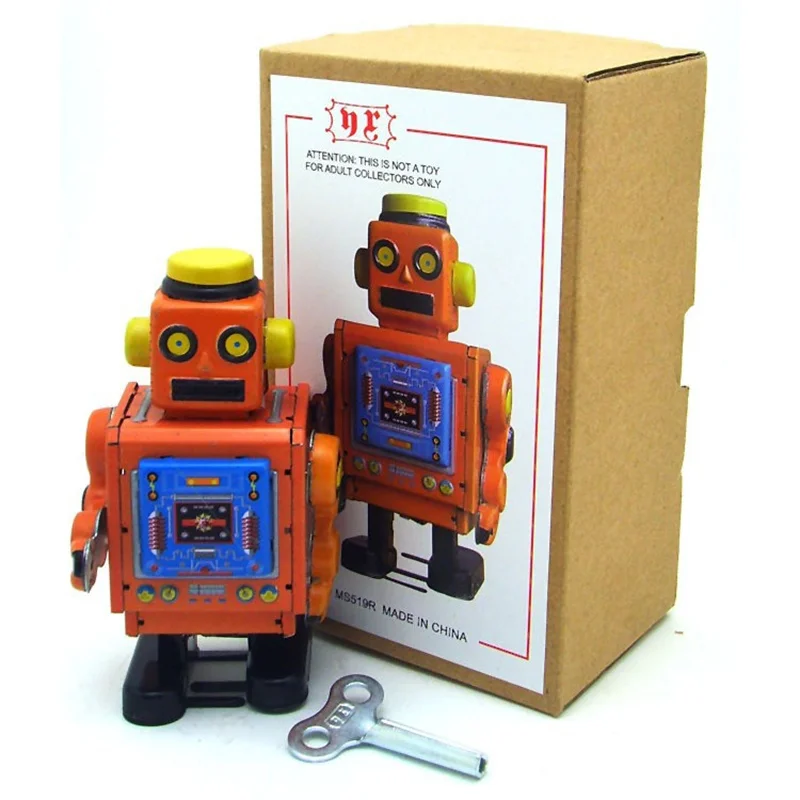 Retro Clockwork Wind Up Toy 6x5x10CM Vintage Robots Mechanical Tin Toys For Home Bar Decor Classic Collection Gifts