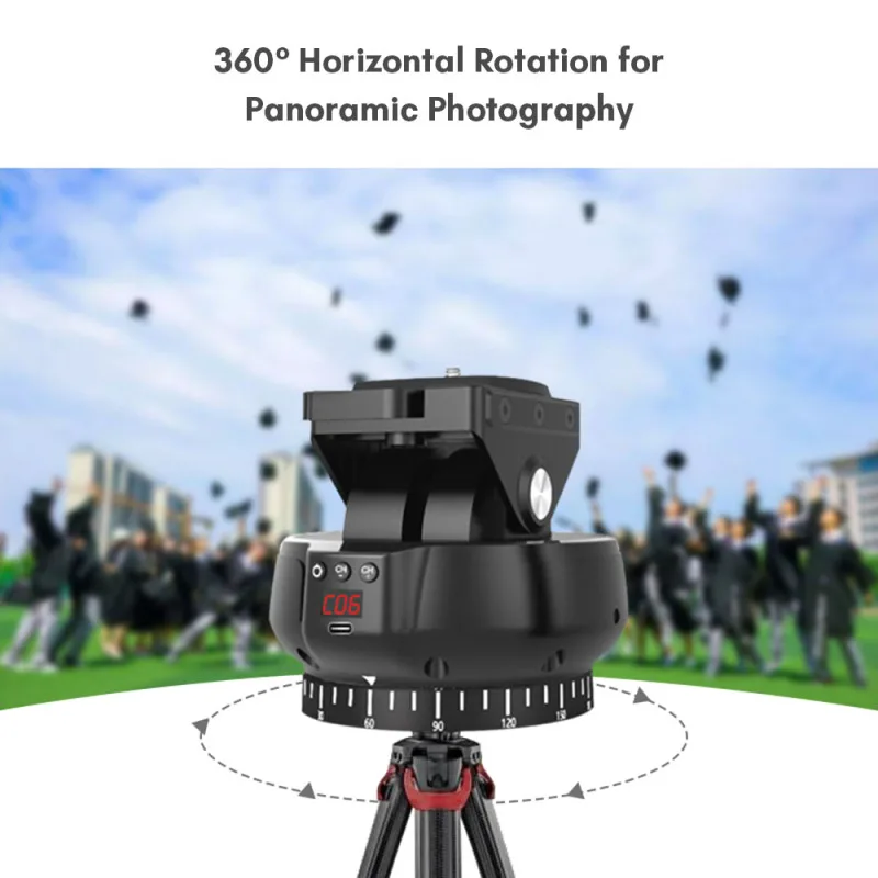 Andoer YT1200 Motorized Pan Tilt Head 2-axis Panoramic Head 360&deg; Rotation Panoramic Tripod 100M Wireless Remote Control