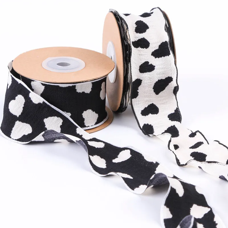 

4CM Soft Seersucker Ruffles Heart Ribbon DIY Headwear Wedding Party Festive Event Decoration Gift Bouquet Wrap 2 Yards