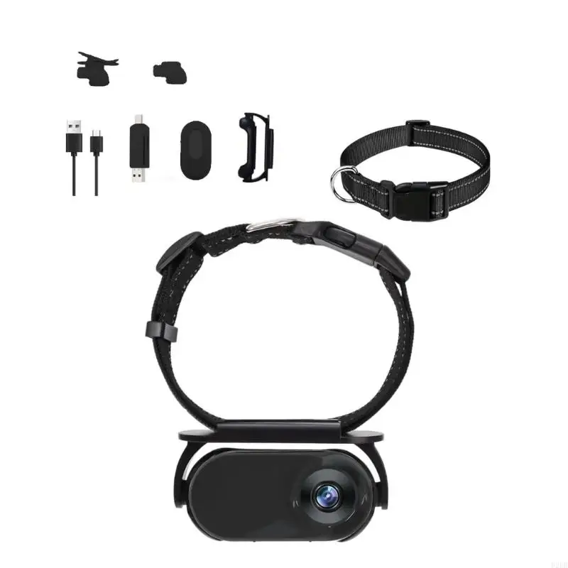 02DB Practical Pet Camera Collar Dog Collar Camera with Large Angles for Pet Monitoring Outdoor Training Video