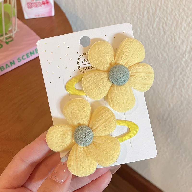 2PCS Neue Nette Einfache Stoff Blume Baby BB Clips Mädchen Haarnadeln Haar Clips Kinder Headwear Kinder Haar Zubehör – Detail 17