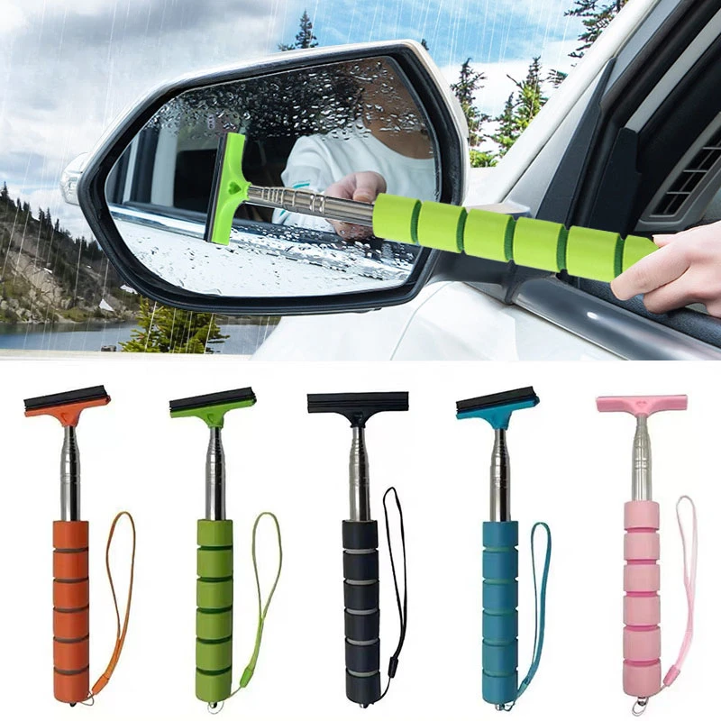 Car Rearview Mirror Wiper Cleaning Tool Auto Glass Mist Cleaner Scraper Car Accessories Handle Telescopic Window Cleaning Brush car window cleaning brush car cleaning brush car detailing brushes