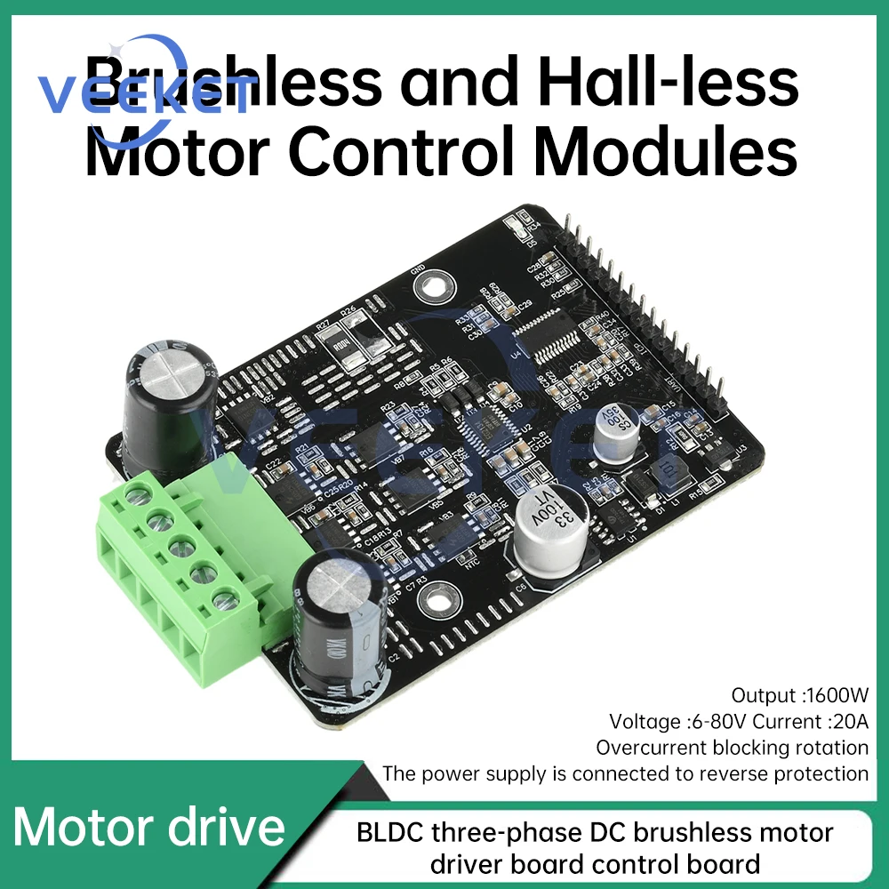 Regolatore BLDC 1600W 50A – 6-80V DC – Driver Motore Brushless 3 Fasi Con PWM