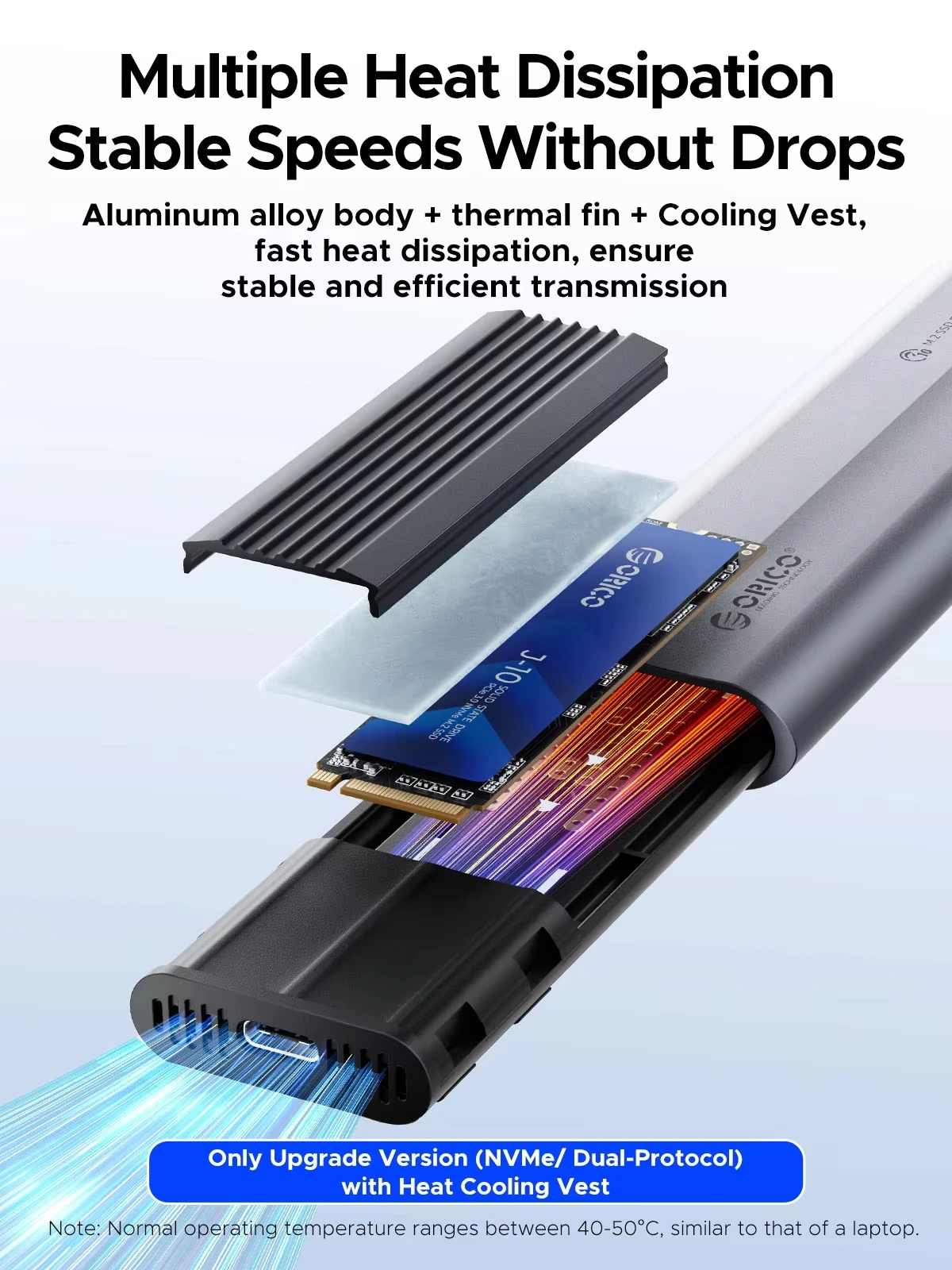 ORICO M.2 NVMe SATA SSD Enclosure USB External 10Gbps M.2 NVMe to USB Adapter Support UASP For PCIe and SATA SSD Tool-Free