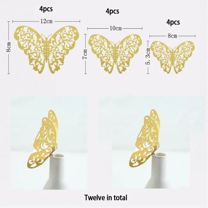 12pcs Suncatcher Sticker 3D Effect Crystal Butterflies Wall Sticker Beautiful Butterfly for Kids Room Wall Decal Home Decoration