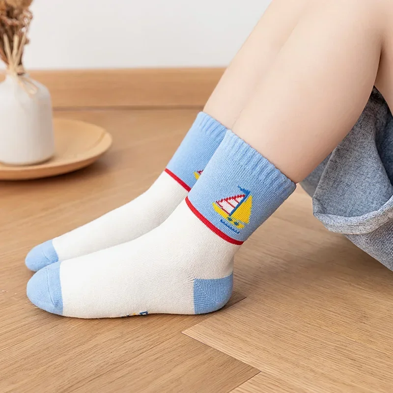 5 Pairs Baby Children's Socks Cartoon Spring Autumn Animal Kids Sock Girls Cute Boy Toddler Socks 1-12 Years 6
