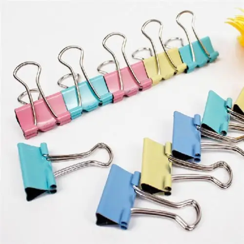 60pcs/lot 15mm Colorful Metal Binder Clips Paper Clip Office