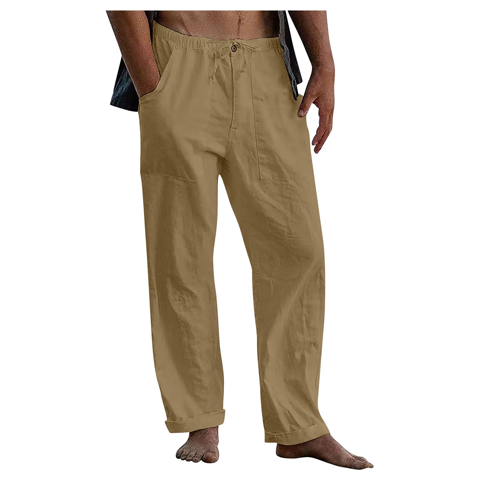 Cotton Linen Trousers For Men Wide Leg Pant Breathable Summer Linen Pants Fitness Clothing Men'S Workwear Male Jogging Bottoms