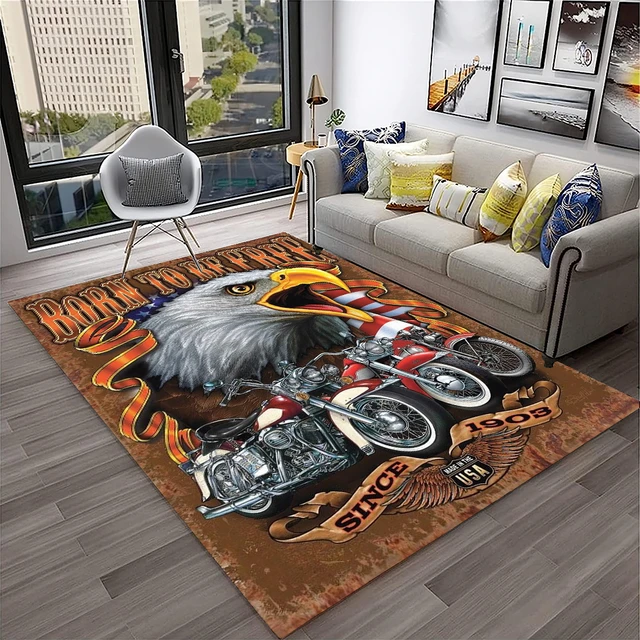 Acheter Tapis de voiture de moto rétro imprimé en 3D, grand tapis classique  de course rétro, décoration de maison, chambre à coucher, tapis de sol  antidérapant