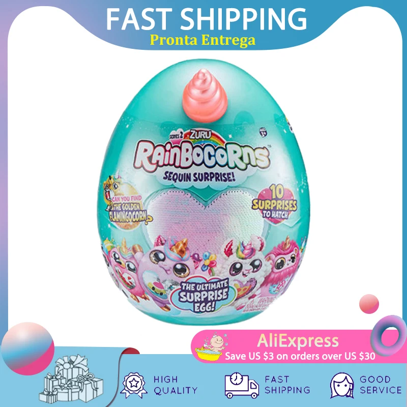 

Оригинальные игрушки-яйца Зуру серии Rainbocorns 2, яйцо с пайетками-сюрпризом, кавайные мягкие игрушки, плюшевые игрушки для детей, обнимающие Единорог