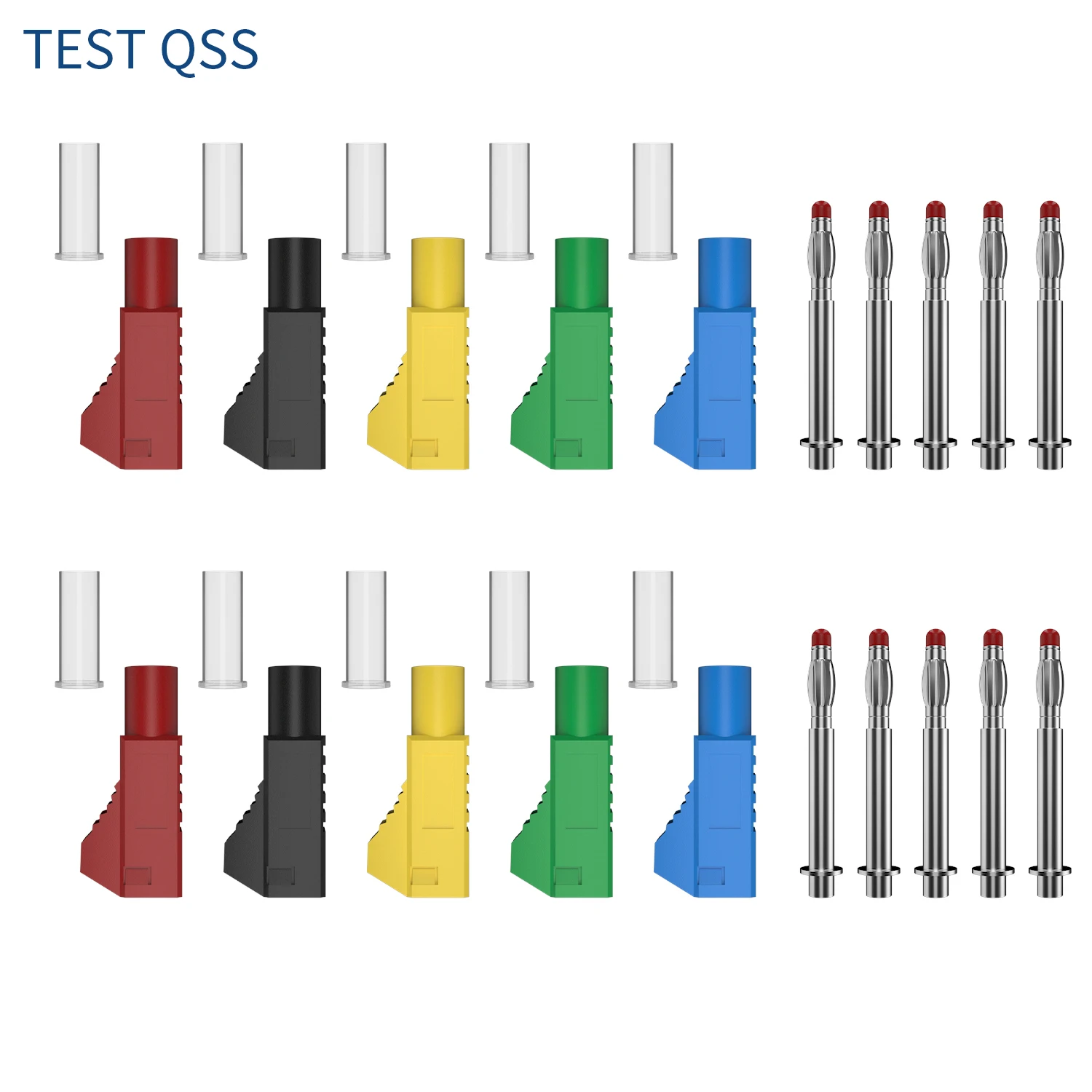 QSS 10PCS 4MM Sicherheit Einziehbare Mantel Stapelbar Bananen Stecker Draht Solder Stecker DIY Elektrische Werkzeuge