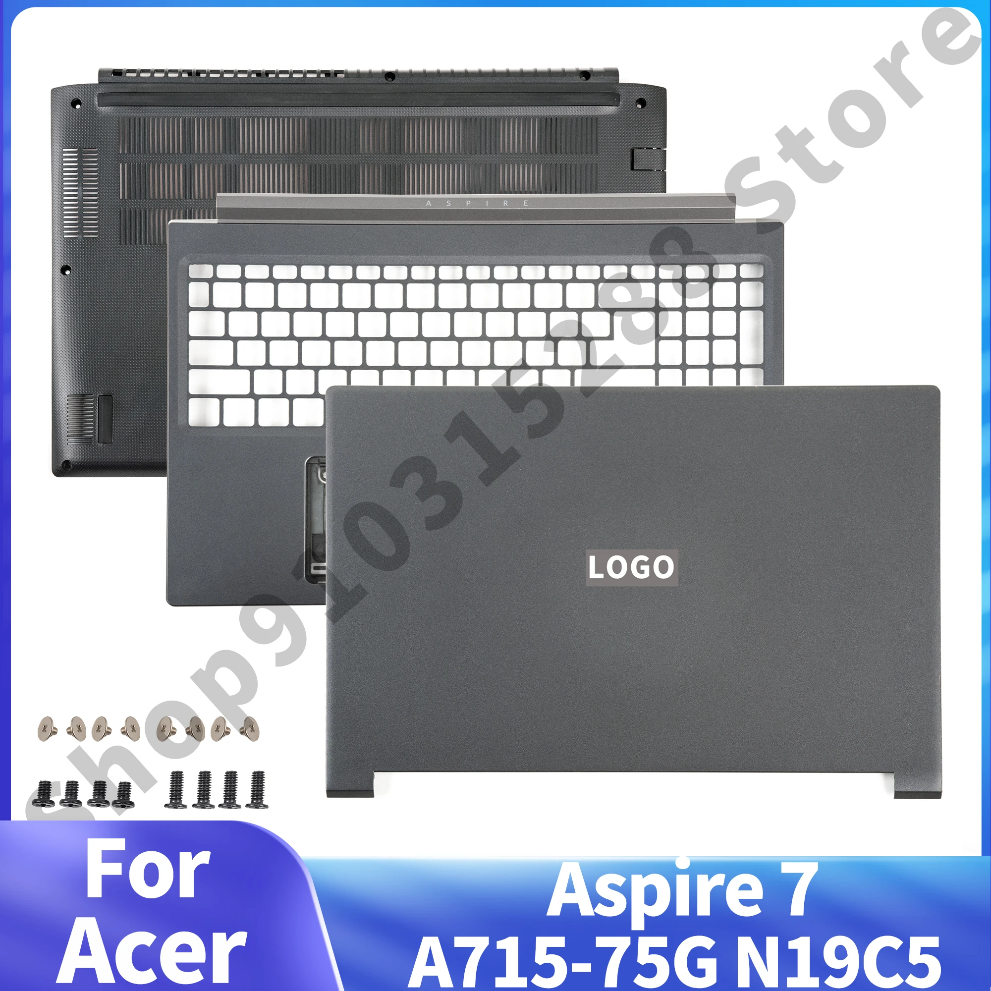 New Covers For Acer Aspire 7 A715-75G N19C5 Original Palmrest Upper Cover Bottom Case Laptop Replace Parts Screws Maintenance