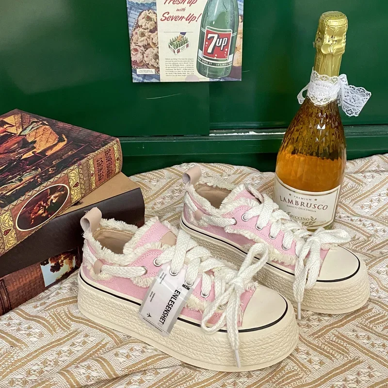 Small Fragrance Canvas  Women Thin Spring 2022 New Ins Tide Korean Version Beggar Shoes Small White Shoes Skateboard Shoes