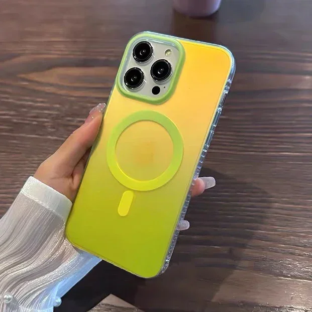 Luxury Laser Gradient Magnetic Charging Shockproof Case with Soft Edged Cover