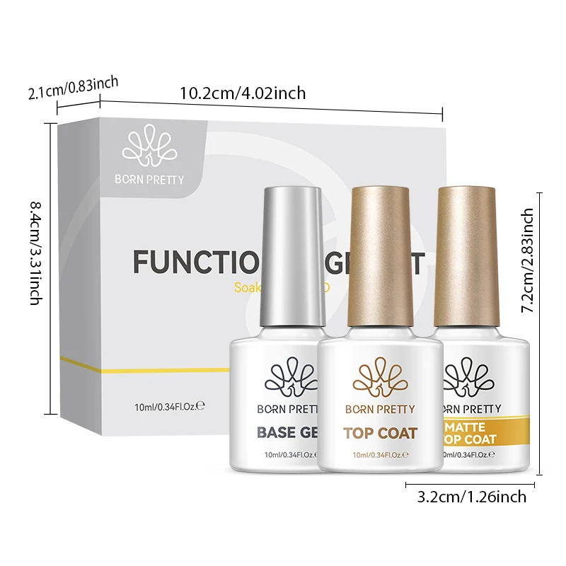 본 프리티 1/3개입 10ml 네일 젤 폴리쉬 베이스 젤 슈퍼 탑 코트 매트 탑 코트 울트라 글로시 다이아몬드 템퍼드 롱 웨어 매니큐어