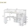 Bunk Beds Twin Loft Bed, Stairs and L-Shaped Desk, Solid Wood Loft Bed Frame with Bookcase and Storage Drawers, Loft Bed 4
