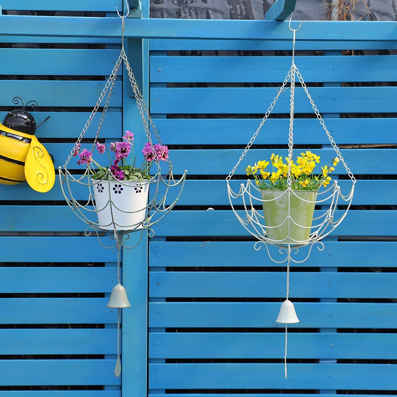 Garden Decoration Indoor Outdoor Metal Hanging Planter Basket Round Window Deck Coco Coir Liner Coconut Hanging Basket