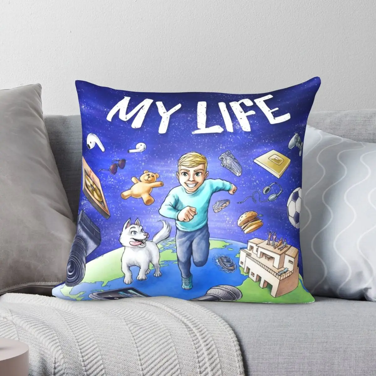 

Michou My Life Pillowcase Polyester Linen Velvet Printed Zip Decor Throw Pillow Case Bed Cushion Cover 18"