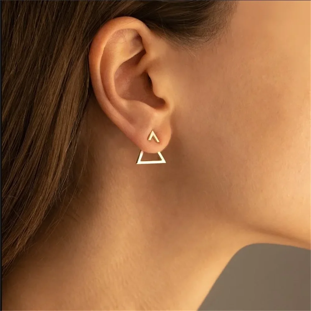 Komplette runde Ohrstecker, Muttertagsgeschenk, zierliche Ohrjacke, Ohrstecker, trendiger, moderner geometrischer Ohrring aus Edelstahl – Detail 16